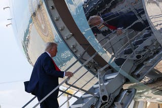 US President Donald Trump leaves for Washington, from West Palm Beach, Florida, USA, 30 March 2025
